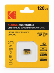 Kodak 128GB UHS-I U3 A2 V30Ultra Micro SD Hafıza Kartı  (Pocket Kameralarla Uyumlu)