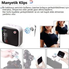 Lensgo 348C Beyaz 1V1 Kablosuz Tekli Mikrofon Seti