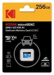 Kodak 256GB UHS-I U3/V30/A1 Araç Kamerası İçin Micro SD Kart KD360