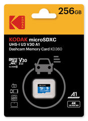 Kodak 256GB UHS-I U3/V30/A1 Araç Kamerası İçin Micro SD Kart KD360