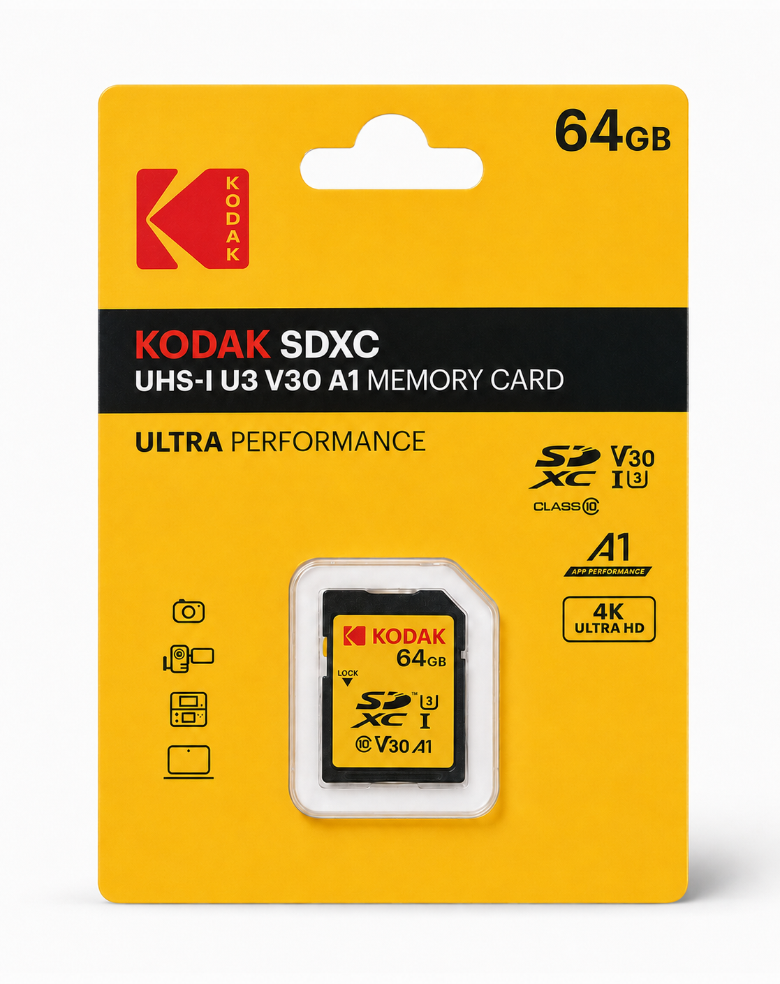Kodak 64GB UHS-I U3 A2 V30 Ultra DDR SD Hafıza Kartı