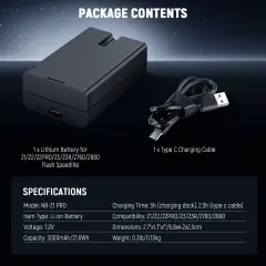 NEEWER NB-Z1 Pro 7.2V 3000mAh Li-ion Yedek Batarya