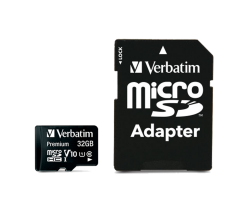 Verbatim 32GB 90Mb/S Premium U1 Micro Sdhc Class 10 (inc Adaptor)(44083)