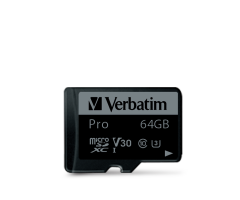 Verbatim 64GB Pro Mic-SDHC U3 Hafıza Kartı  4K Ultra HD Adaptörlü-(47042)