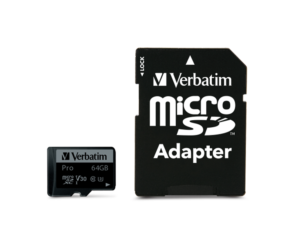 Verbatim 64GB Pro Mic-SDHC U3 Hafıza Kartı  4K Ultra HD Adaptörlü-(47042)