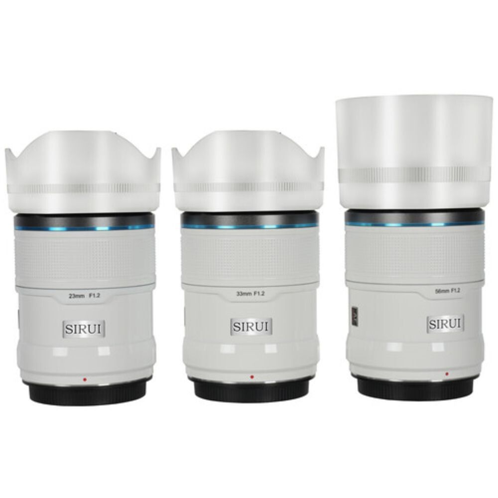 Sirui Sniper 23mm, 33mm & 56mm F1.2 APSC Auto-Focus Lens Kit (E Mount, White, Carbon Fiber)