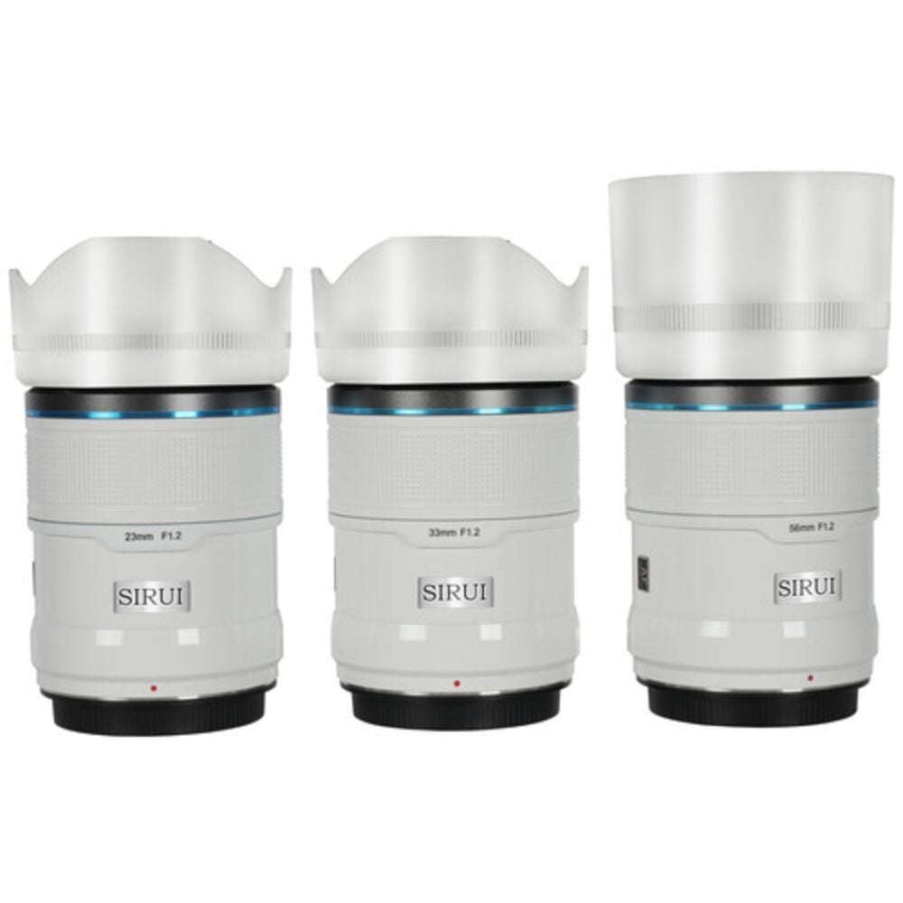 Sirui Sniper 23mm, 33mm & 56mm F1.2 APSC Auto-Focus Lens Kit (E Mount, White, Carbon Fiber)