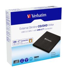 Verbatim External Slimline Cd/Dvd Writer Usb 3.2 Gen 1/Usb-C(43886)