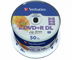 Verbatim Dvd+R Dl 8.5Gb 8X Printable 50Pk Spl(97693)