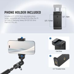 NEEWER UA057 22'' (55 cm) Mafsallı Magic Arm Süper Kelepçe ve Telefon Tutucu Kiti