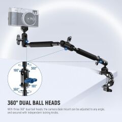 NEEWER UA057 22'' (55 cm) Mafsallı Magic Arm Süper Kelepçe ve Telefon Tutucu Kiti
