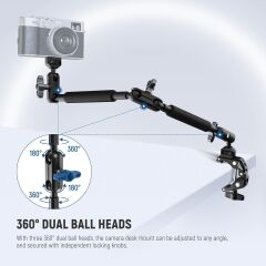 NEEWER UA057 22'' (55 cm) Mafsallı Magic Arm Süper Kelepçe ve Telefon Tutucu Kiti