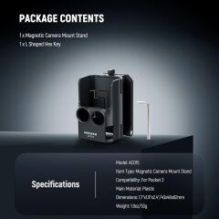 NEEWER BASICS AC015 Manyetik Kamera Montajı (DJI Osmo Pocket 3 Uyumlu, 180° Dönebilir)