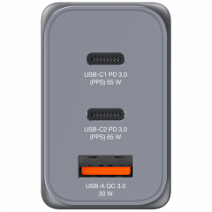 Verbatim 65W GAN Hızlı Şarj 3-Bağlantı Noktalı 2 x Usb-C® PD 65W / 1 x Usb-A QC 3.0-(32201)