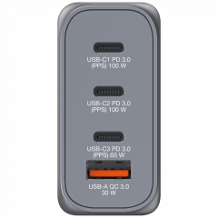 Verbatim 100W GAN Hızlı Şarj 4-Bağlantı Noktalı 2 x Usb-C PD 100W / 1 x Usb-C PD 65W / 1 x Usb-A QC 3.0-(32202)