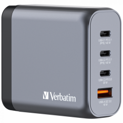 Verbatim 140W GAN Hızlı Şarj 4-Bağlantı Noktalı 2 x Usb-C PD 140W / 1 x USB-C PD 20W / 1 x USB-A QC 3.0-(32203)