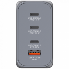 Verbatim 240 W GAN Hızlı Şarj 4 Bağlantı Noktalı 1x Usb-C® PD 140W/1x Usb-C® PD 100W/1x Usb-C® PD 65W / 1x Usb-A QC 3.0(32205)