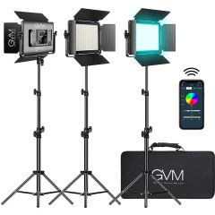 GVM 880RS Studio Light BI Color & RGB Video Light Panel 3-Light Kit