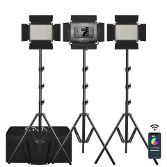 GVM 880RS Studio Light BI Color & RGB Video Light Panel 3-Light Kit