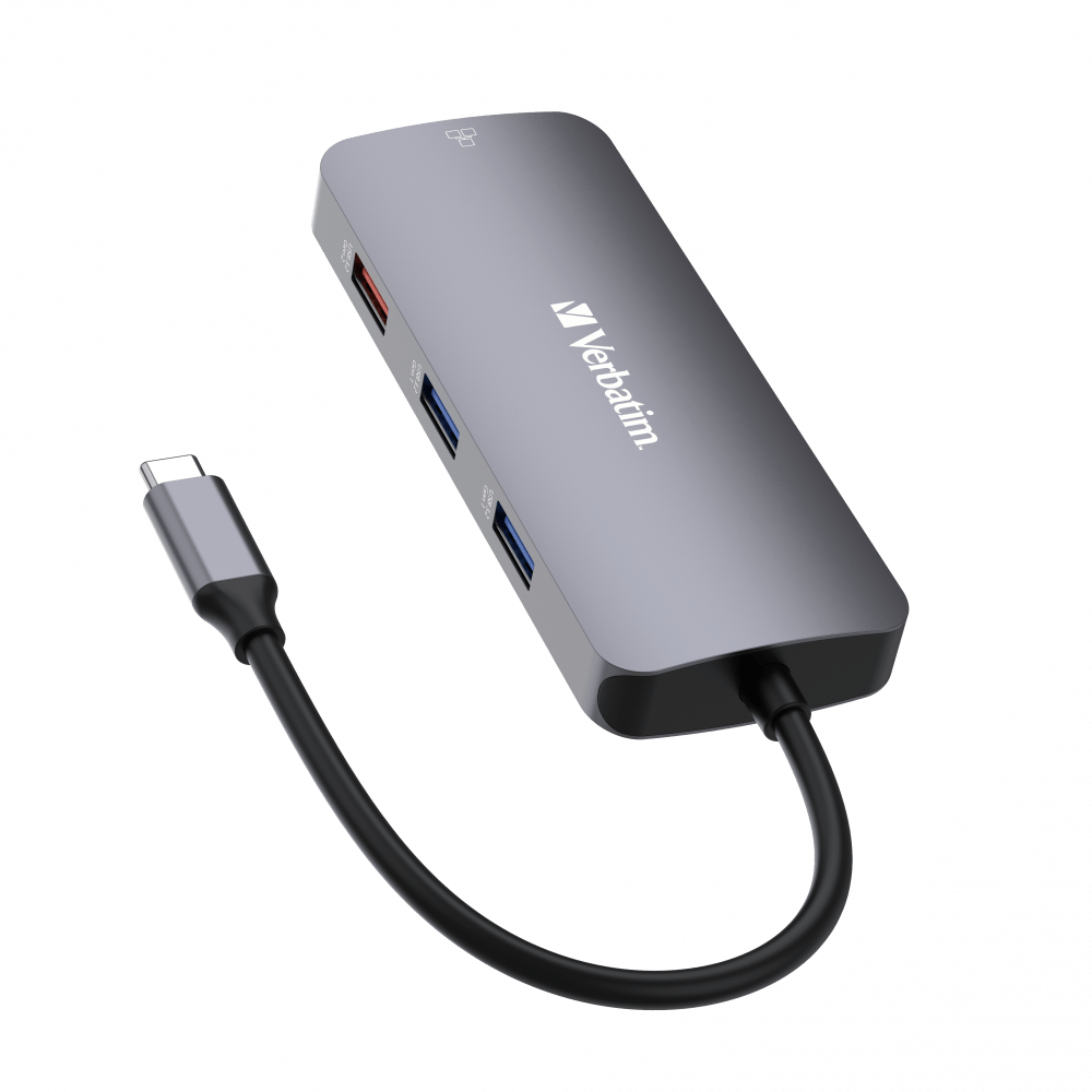 Verbatim 9 Port Usb C Bağlantılı Çoklayıcı Hub 1 x HDMI, 1 x RJ45, 2 x USB-C 3.2 Gen2, 1 x Usb-A 3.2 Gen2, 2 x USB-A 3.2 Gen1,
