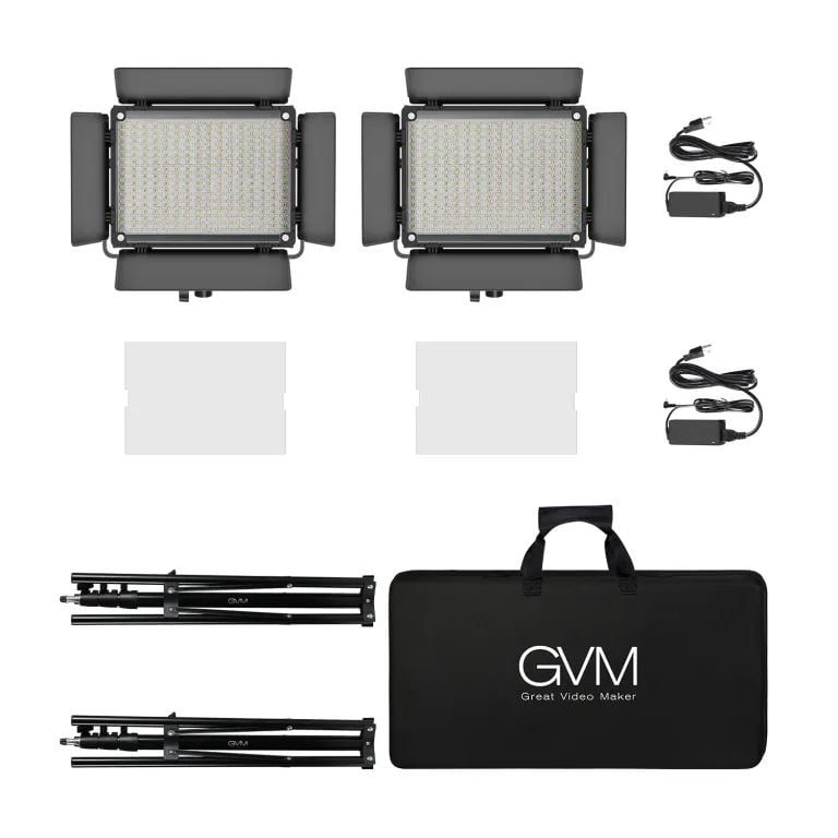 GVM 880RS Studio Light BI Color & RGB Video Light Panel 2-Light Kit