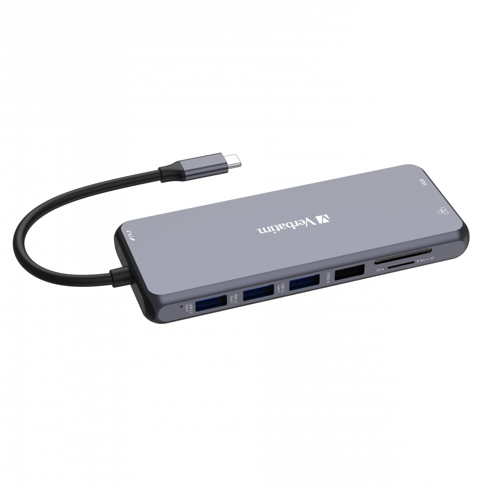 Verbatim 14 Port Usb C Bağlantılı Çoklayıcı Hub 2x HDMI,1 xVGA,1 x RJ45, 3xUsb-A 3.2 Gen1, 1x Usb-C 3.2 Gen1, 2xUsb-A (32154)