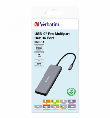 Verbatim 14 Port Usb C Bağlantılı Çoklayıcı Hub 2x HDMI,1 xVGA,1 x RJ45, 3xUsb-A 3.2 Gen1, 1x Usb-C 3.2 Gen1, 2xUsb-A (32154)