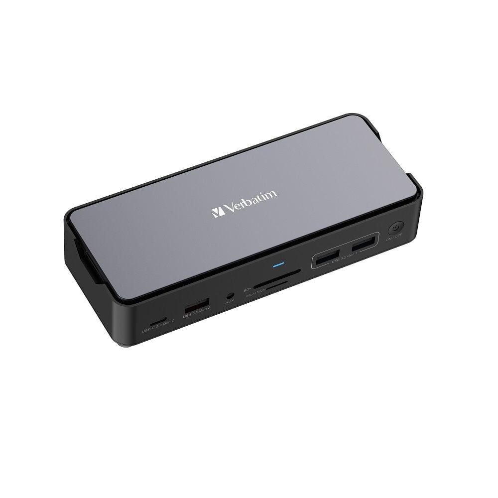 Verbatim 15 Port USB-C Bağlantılı Çoklayıcı SSD Yuvalı Dock 1x 8K HDMI, 2x4K HDMI, 2x Dis-Port, 1x RJ45,1x Usb-A 3.2 Ge(32173)