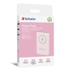 Verbatim 5000 Mah Manyetik Kablosuz (Magsafe) 15W Powerbank 20W PD Pembe Renk Kablo Dahil-(32243)
