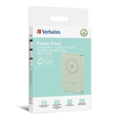 Verbatim 10000 Mah Manyetik Kablosuz (Magsafe) 15W Powerbank 20 W PD Yeşil Renk Kablo Dahil-(32246)