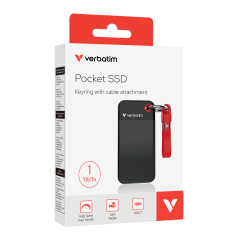 Verbatim 1TB Pocket Mini Taşınabilir SSD Usb 3.2 - 1000MB/S-1000MB/S Siyah/ Kırmızı Kablo Dahil(32192)