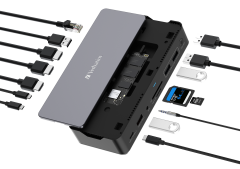 Verbatim 15 Port USB-C Bağlantılı Çoklayıcı SSD Yuvalı Dock 2x HDMI, 1x D Port,1x RJ45, 1x Usb-A 3.2 Gen2, 2x Usb-A 3.2(32174)