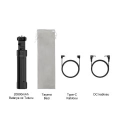 GDX 20800mAh Hızlı Şarjlı Dış Çekim 100W Çıkışlı Taşınabilir El Tipi Powerbank Tripod Batarya