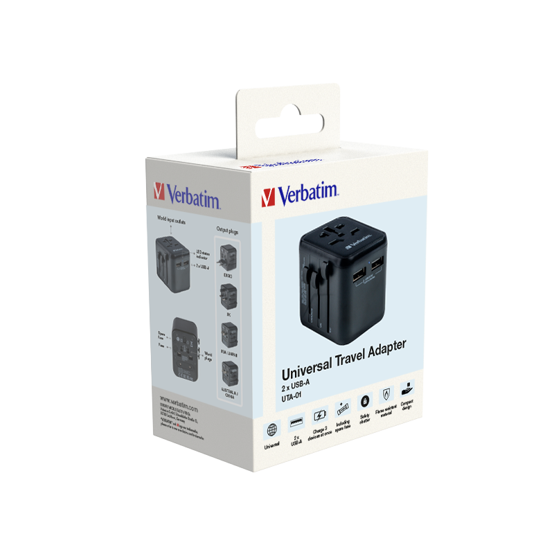 Verbatim Evrensel Seyahat Şarj Adaptörü UTS-01 2 x Usb-A Usb-(49543)