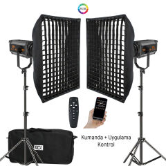 GDX 300 RGB III Profesyonel İkili Fotoğrafçılık ve Video Renkli Dolgu Işığı Seti