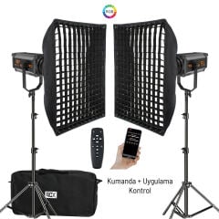 GDX 300 RGB III Profesyonel İkili Fotoğrafçılık ve Video Renkli Dolgu Işığı Seti