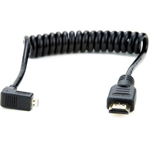 Atomos ATOMCAB007 – Sarmal Sağ Açılı Micro-HDMI (Type-D) – HDMI (Type-A) Kablo (30–45 cm)
