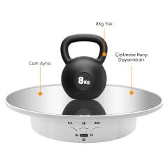 GDX TUTA-20 Ayna Yüzeyli 20 cm Turn Table - Döner Stand - Döner Tabla